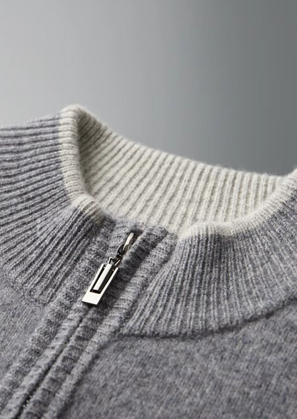 Cardigan Bicolore zippé en Laine Mérinos