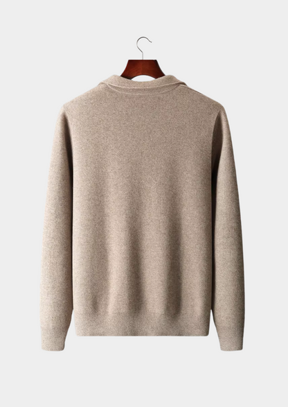 Cardigan Polo zippé en Laine Mérinos Extra Fine